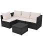 Preview:  5-tlg. Garten-Lounge-Set mit Auflagen Poly Rattan Schwarz