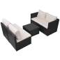 Preview:  5-tlg. Garten-Lounge-Set mit Auflagen Poly Rattan Schwarz