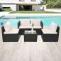 Preview:  5-tlg. Garten-Lounge-Set mit Auflagen Poly Rattan Schwarz