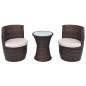 Preview:  3-tlg. Bistro-Set mit Auflagen Poly Rattan Braun