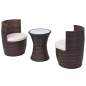 Preview:  3-tlg. Bistro-Set mit Auflagen Poly Rattan Braun