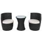 Preview:  3-tlg. Bistro-Set mit Auflagen Poly Rattan Schwarz