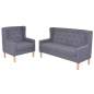 Preview:  2-tlg. Sofa-Set Stoff Grau