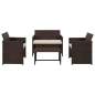 Preview:  4-tlg. Garten-Lounge-Set mit Auflagen Poly Rattan Braun