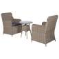 Preview:  3-tlg. Bistro-Set mit Kissen Poly Rattan Braun