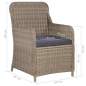 Preview:  3-tlg. Bistro-Set mit Kissen Poly Rattan Braun