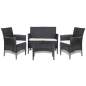 Preview:  4-tlg. Garten-Lounge-Set mit Auflagen Poly Rattan Schwarz