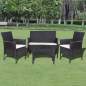 Preview:  4-tlg. Garten-Lounge-Set mit Auflagen Poly Rattan Schwarz