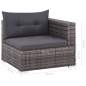 Preview:  3-tlg. Garten-Lounge-Set mit Auflagen Poly Rattan Grau