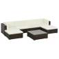 Preview:  7-tlg. Garten-Lounge-Set mit Auflagen Poly Rattan Braun