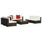 Preview:  7-tlg. Garten-Lounge-Set mit Auflagen Poly Rattan Braun