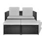 Preview: 4-tlg. Garten-Lounge-Set mit Auflagen Poly Rattan Schwarz