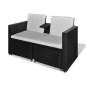 Preview: 4-tlg. Garten-Lounge-Set mit Auflagen Poly Rattan Schwarz