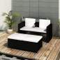 Preview: 4-tlg. Garten-Lounge-Set mit Auflagen Poly Rattan Schwarz