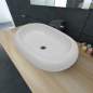 Preview: Keramik Waschtisch Waschbecken Oval Weiß 63 x 42 cm