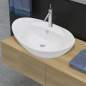 Preview: Luxus-Keramikbecken Oval mit Überlauf und Wasserhahnloch