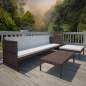 Preview:  3-tlg. Garten-Lounge-Set mit Auflagen Poly Rattan Braun