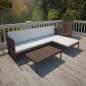 Preview:  3-tlg. Garten-Lounge-Set mit Auflagen Poly Rattan Braun