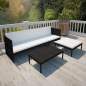 Preview:  3-tlg. Garten-Lounge-Set mit Kissen Poly-Rattan Schwarz