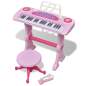 Preview: Kinder Keyboard Spielzeug Piano mit Hocker/Mikrofon 37 Tasten Rosa 