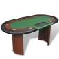 Preview:  Pokertisch für 10 Spieler mit Dealerbereich und Chipablage Grün 