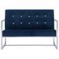 Preview:  2-Sitzer-Sofa mit Armlehnen Blau Chrom und Samt  