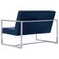 Preview:  2-Sitzer-Sofa mit Armlehnen Blau Chrom und Samt  