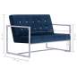 Preview:  2-Sitzer-Sofa mit Armlehnen Blau Chrom und Samt  