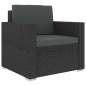 Preview:  6-tlg. Garten-Lounge-Set mit Auflagen Poly Rattan Schwarz