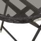 Preview: Beistelltisch Schwarz 60 cm Poly Rattan und Hartglas