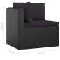 Preview:  7-tlg. Garten-Lounge-Set mit Auflagen Poly Rattan Schwarz