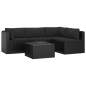 Preview:  5-tlg. Garten-Lounge-Set mit Auflagen Poly Rattan Schwarz