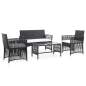 Preview:  4-tlg. Garten-Lounge-Set mit Auflage Poly Rattan Schwarz