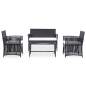 Preview:  4-tlg. Garten-Lounge-Set mit Auflage Poly Rattan Schwarz