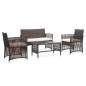 Preview:  4-tlg. Garten-Lounge-Set mit Auflage Poly Rattan Braun