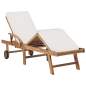 Preview:  Sonnenliege mit Auflage Massivholz Teak Creme