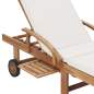 Preview:  Sonnenliege mit Auflage Massivholz Teak Creme