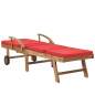 Preview:  Sonnenliege mit Auflage Massivholz Teak Rot