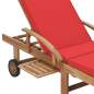 Preview:  Sonnenliege mit Auflage Massivholz Teak Rot