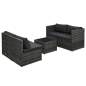 Preview:  5-tlg. Garten-Sofagarnitur mit Auflagen Poly Rattan Grau