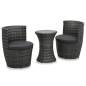 Preview:  3-tlg. Bistro-Set mit Auflagen Poly Rattan Grau