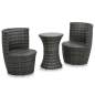 Preview:  3-tlg. Bistro-Set mit Auflagen Poly Rattan Grau
