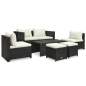 Preview:  6-tlg. Garten-Lounge-Set mit Auflagen Poly Rattan Schwarz