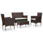 Preview:  4-tlg. Garten-Lounge-Set mit Auflagen Poly Rattan Braun