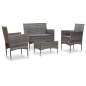 Preview:  4-tlg. Garten-Lounge-Set mit Auflagen Poly Rattan Grau