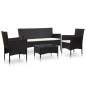 Preview:  4-tlg. Garten-Lounge-Set mit Auflagen Poly Rattan Schwarz