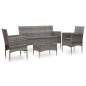 Preview:  4-tlg. Garten-Lounge-Set mit Auflagen Poly Rattan Grau