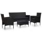 Preview:  4-tlg. Garten-Lounge-Set mit Auflagen Poly Rattan Schwarz