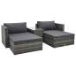 Preview:  5-tlg. Garten-Lounge-Set mit Auflagen Poly Rattan Grau