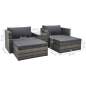 Preview:  5-tlg. Garten-Lounge-Set mit Auflagen Poly Rattan Grau